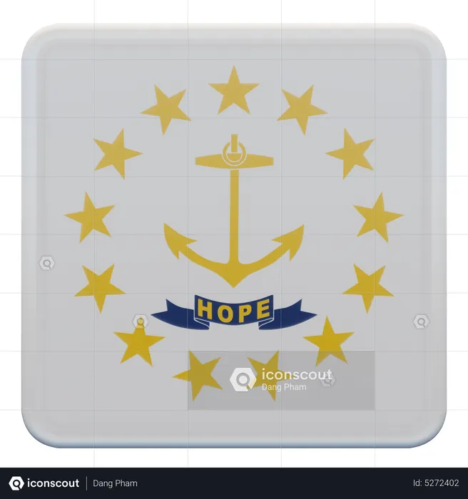 Rhode Island Square Flag Flag 3D Icon