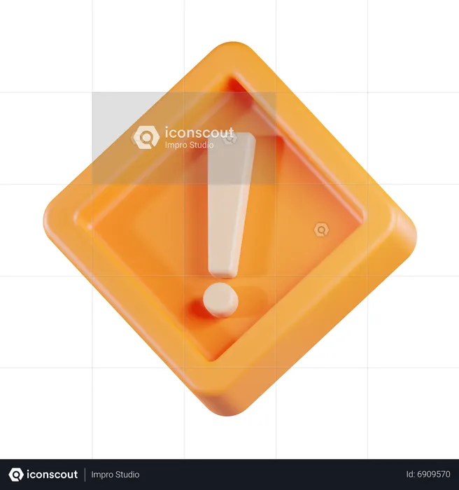 Rhombus Warning Sign  3D Icon