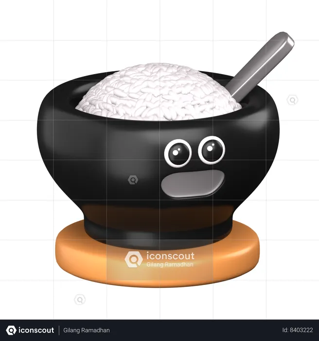 Rice Bowl Emoji 3D Icon