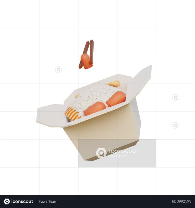 Rice Box  3D Illustration