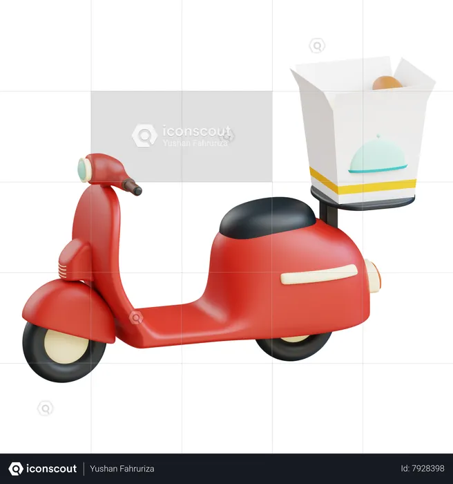 Rice Box Delivery By Scooter  3D Icon