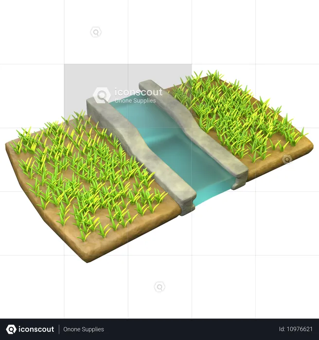 Rice Irrigation  3D Icon