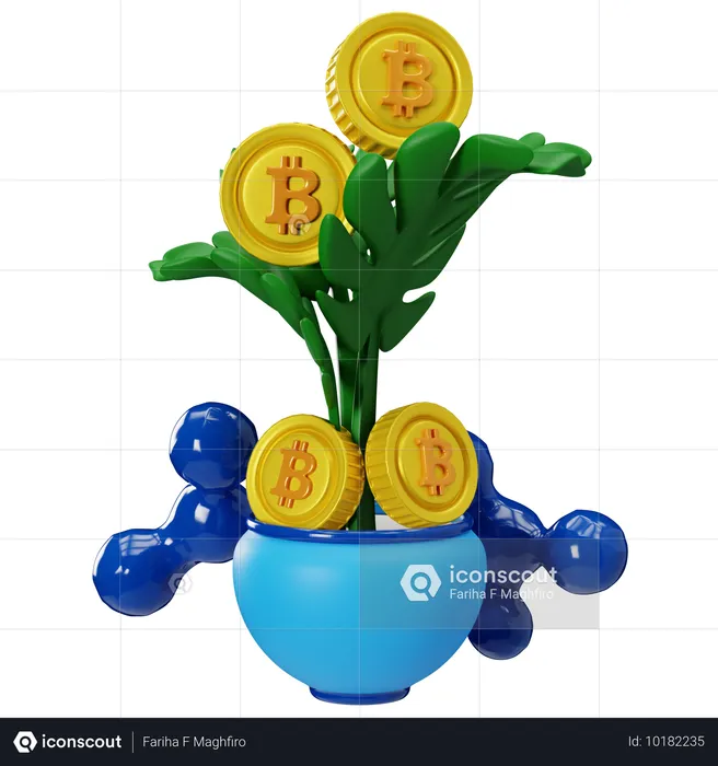 La richesse croissante grâce à la blockchain Bitcoin  3D Illustration