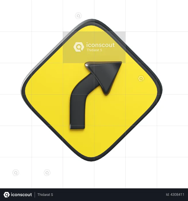 Right Curve Ahead  3D Illustration