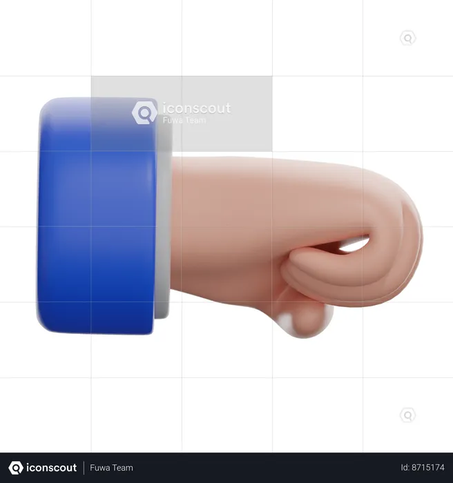 Right Facing Fist  3D Icon