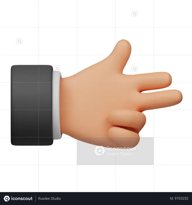 Right Gun Finger Hand Gesture  3D Icon