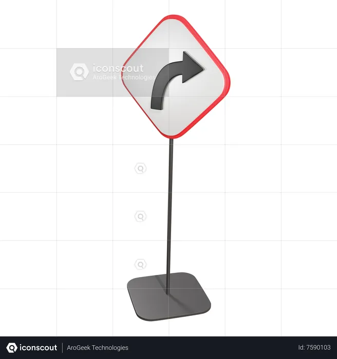 Right Hand Curve  3D Icon