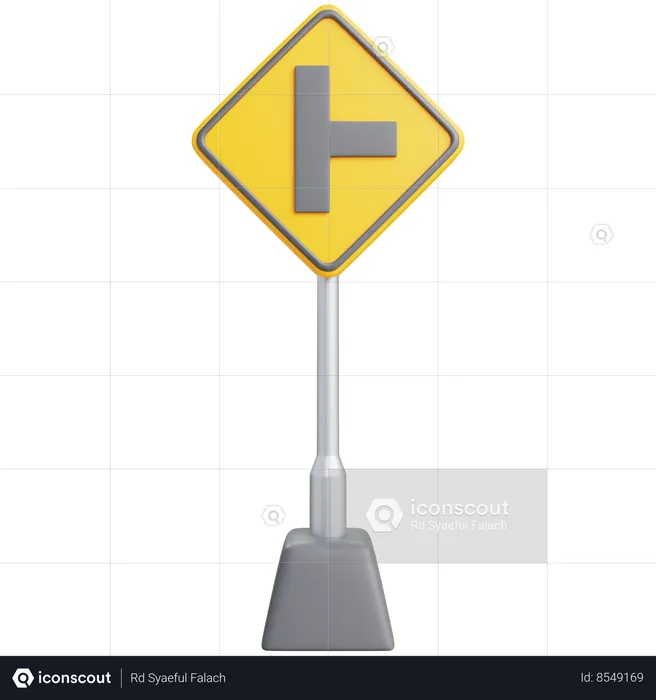 Right Intersection Sign  3D Icon