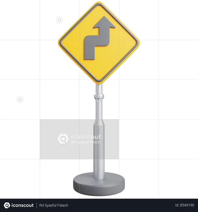 Right Reverse Turn Sign  3D Icon