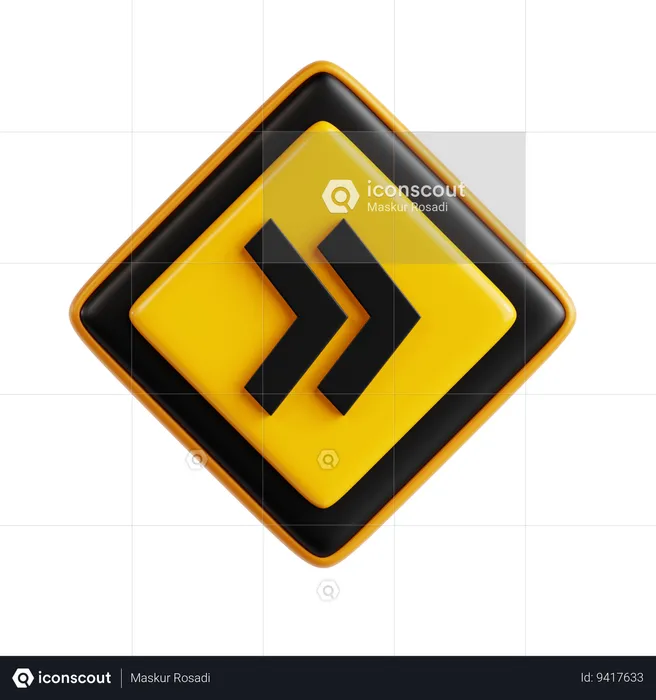 Right Traffic Sign  3D Icon