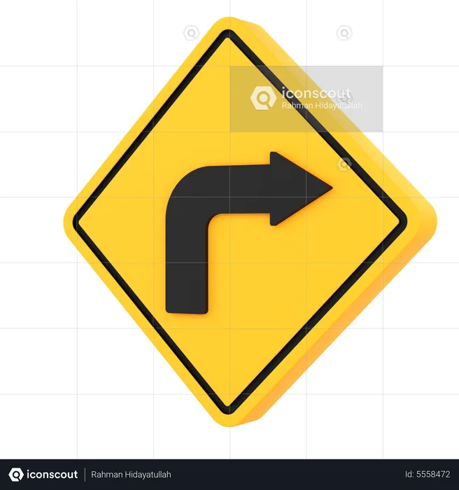 Right Turn Ahead  3D Icon