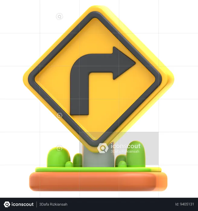 Right Turn Sign  3D Icon