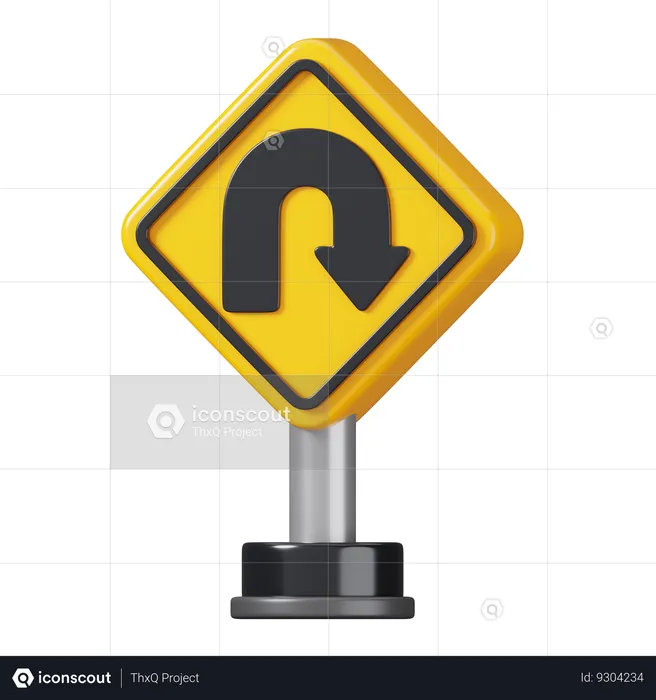 Right U Turn  3D Icon