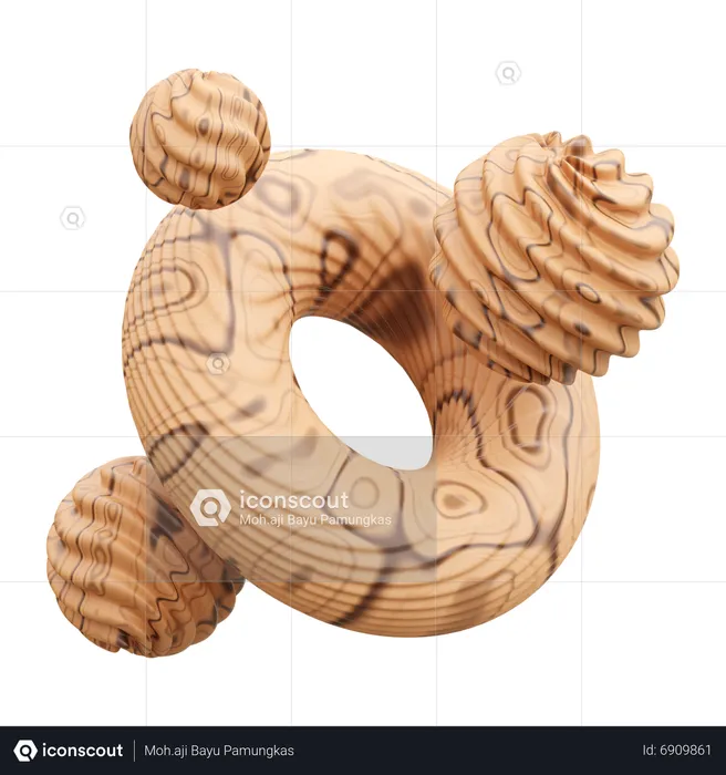Ring and Spiral Ball Abstract Shape  3D Icon