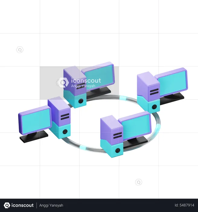 Ring Network Topology  3D Icon