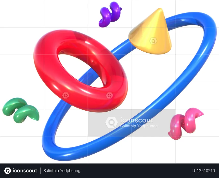 Rings And Objects Geometric Harmony Abstract Shapes  3D Icon