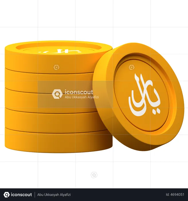Riyal Coins Stack  3D Illustration