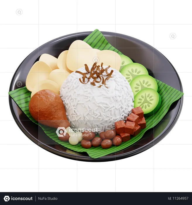 Riz à la noix de coco indonésien  3D Icon