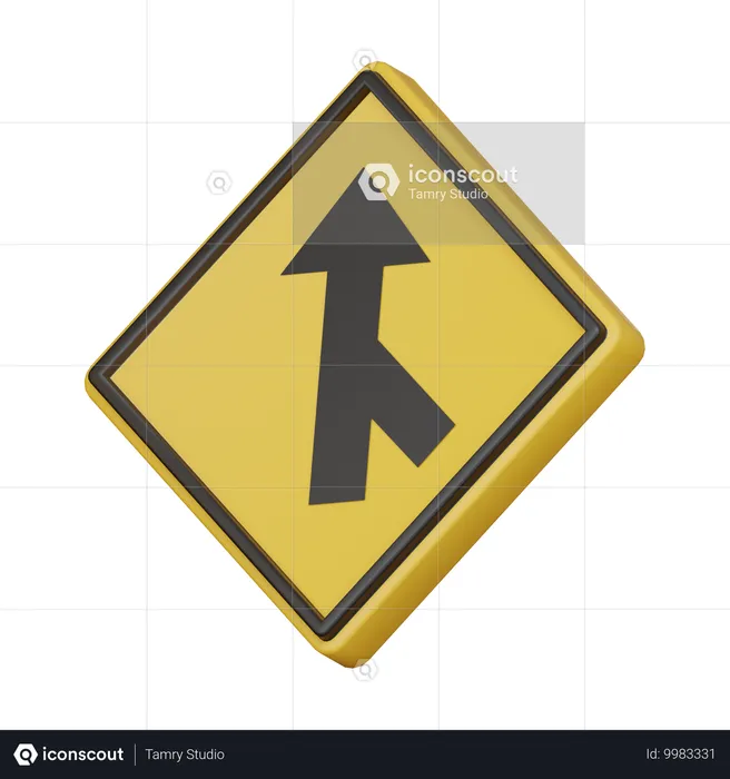 Road feeding from left ahead sign  3D Icon