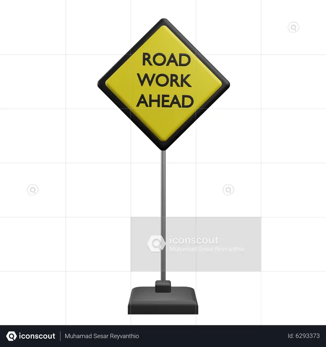 Road Work A Head Sign  3D Icon