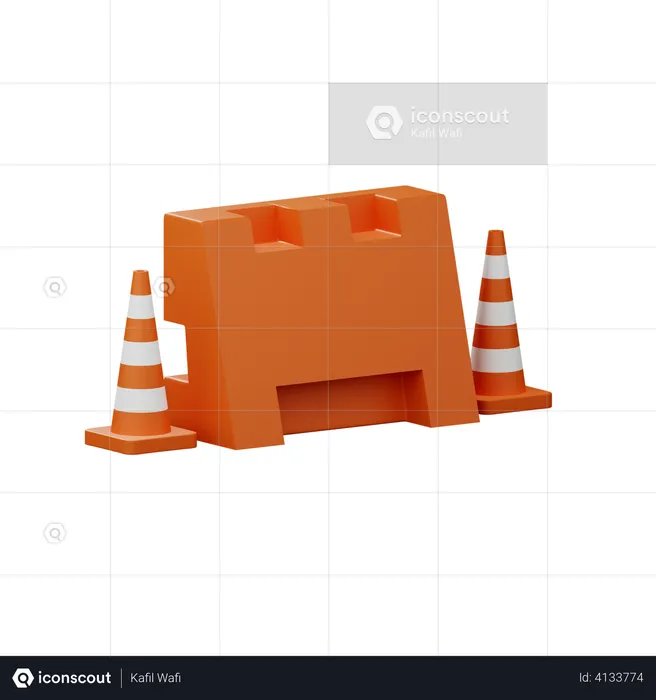 Roadblock Cone  3D Illustration