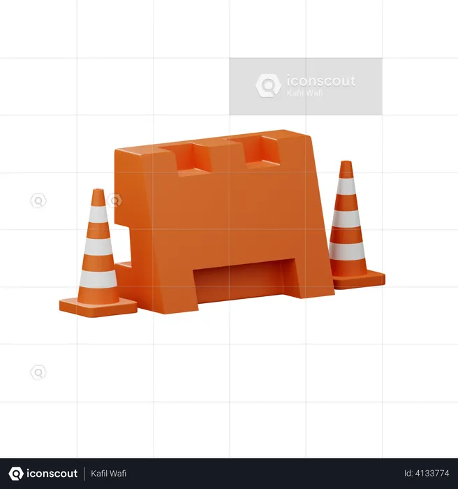 Cone de bloqueio  3D Illustration