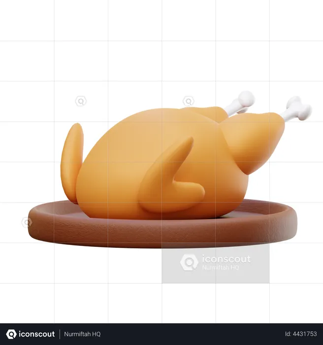 Roast Chicken  3D Illustration