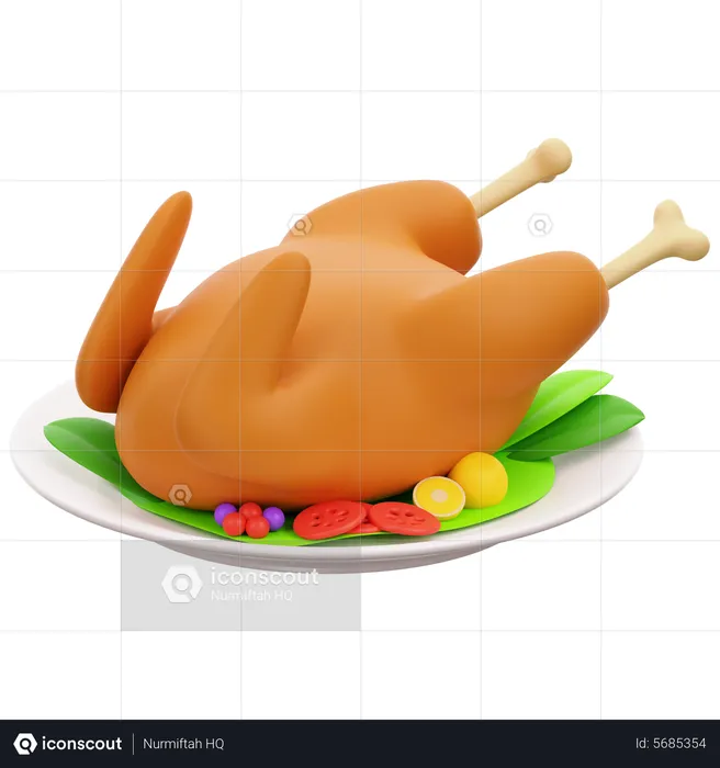 Roast Chicken Dish  3D Icon