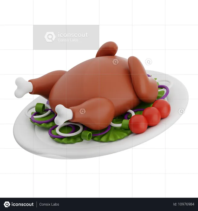 Roasted Chicken  3D Icon