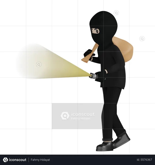 Robber Going For Robbery  3D Illustration