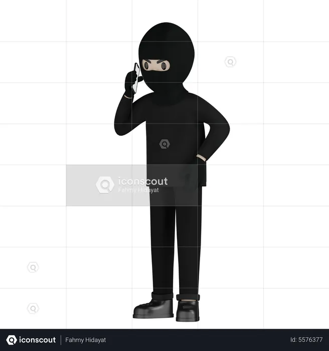 Robber Talking Phone  3D Illustration
