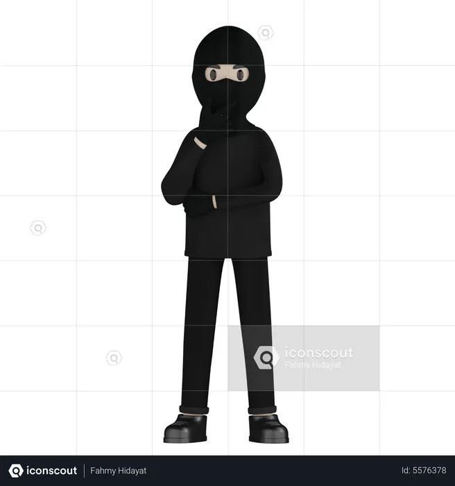 Robber Thinking Something  3D Icon