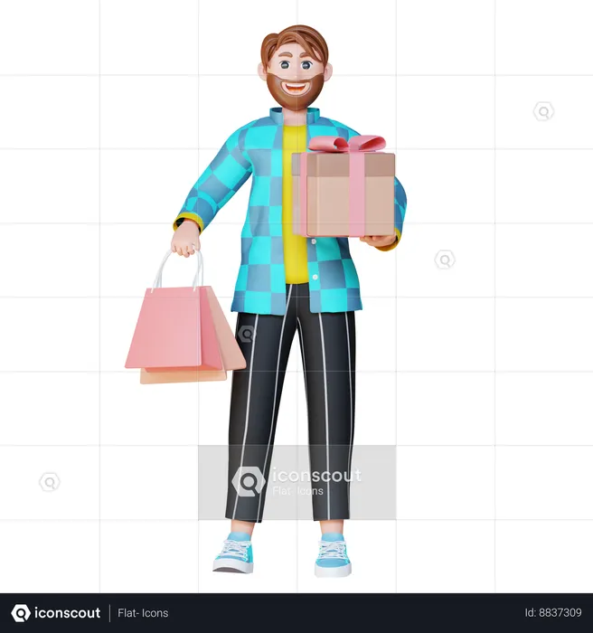 Robert Holding A Package Box  3D Illustration