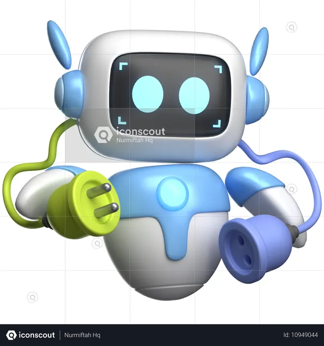 Robô com plugue  3D Illustration