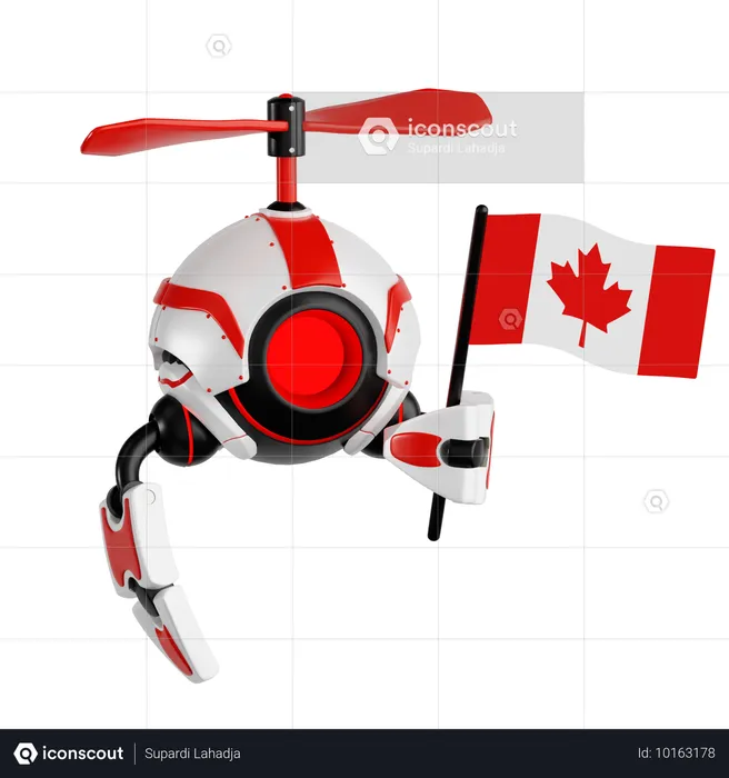 Robô drone segurando bandeira canadense  3D Icon