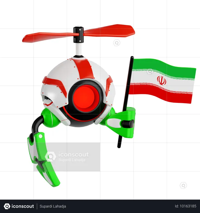 Robô drone segurando bandeira do irã  3D Icon