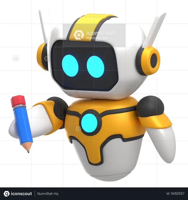 Robô escrevendo com lápis  3D Icon