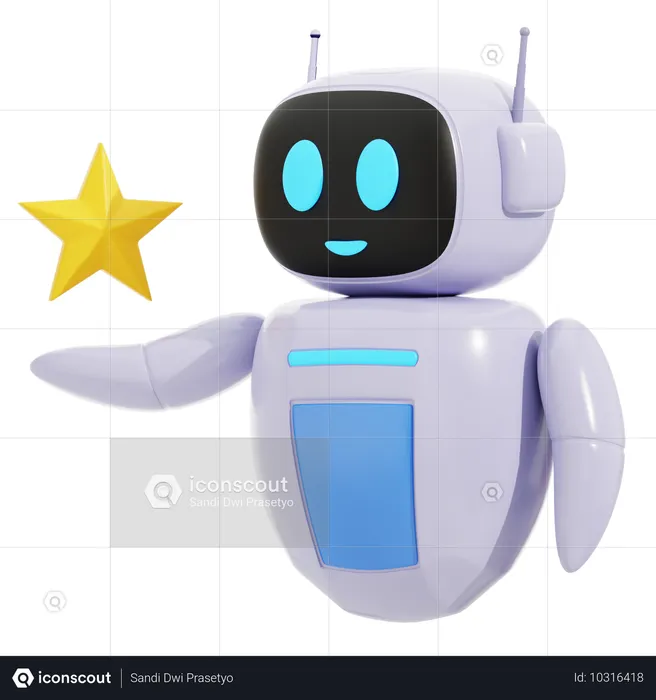 Robô inteligente com estrela  3D Icon