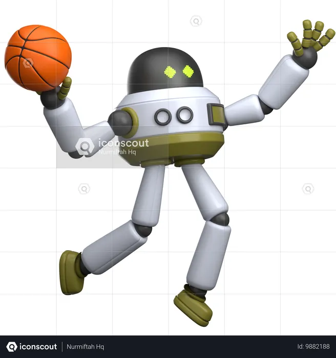 Robô jogando basquete  3D Illustration