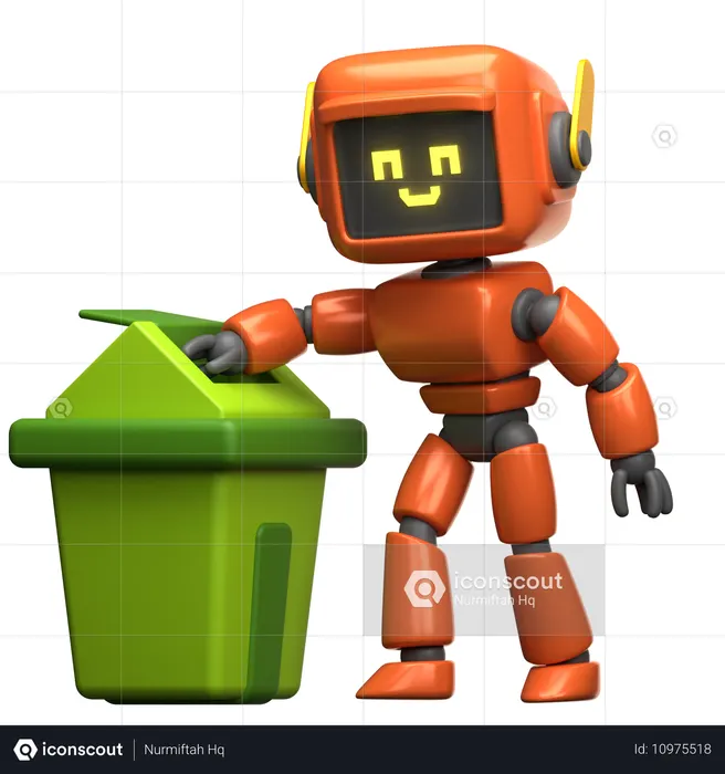 Robô laranja Reciclagem  3D Icon