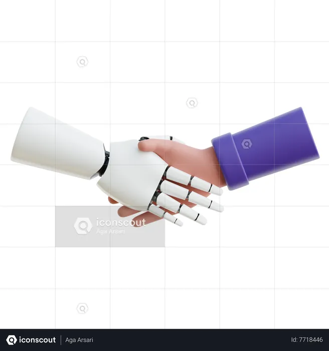 Robot and Human Handshake  3D Icon