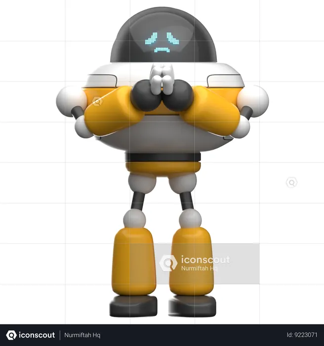 Robot Apologizing  3D Illustration