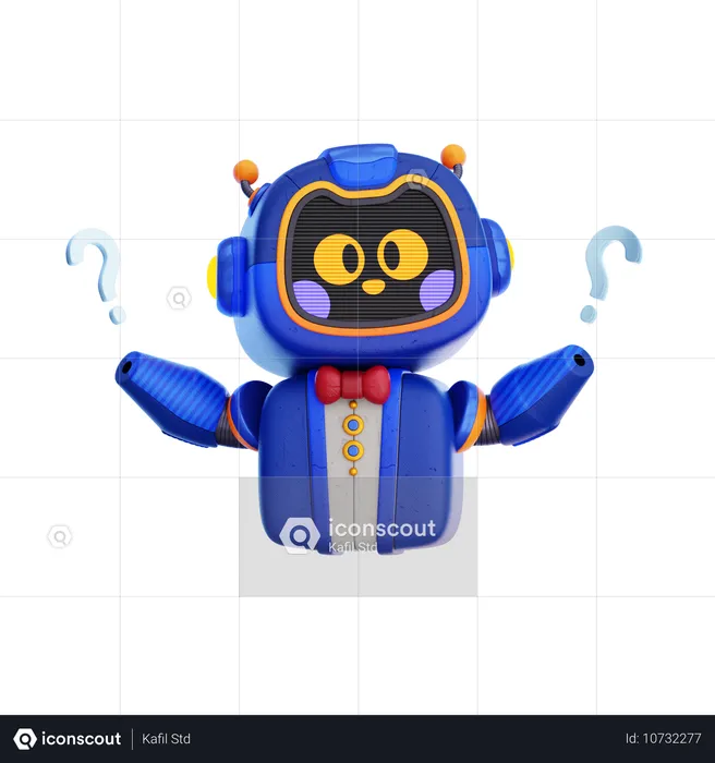 Robot Asking Questions  3D Icon