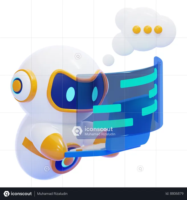 Robot brainstorming  3D Icon