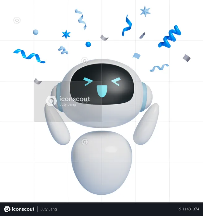 Robot Character With Pollen Fluttering Above Its Head  3D Icon