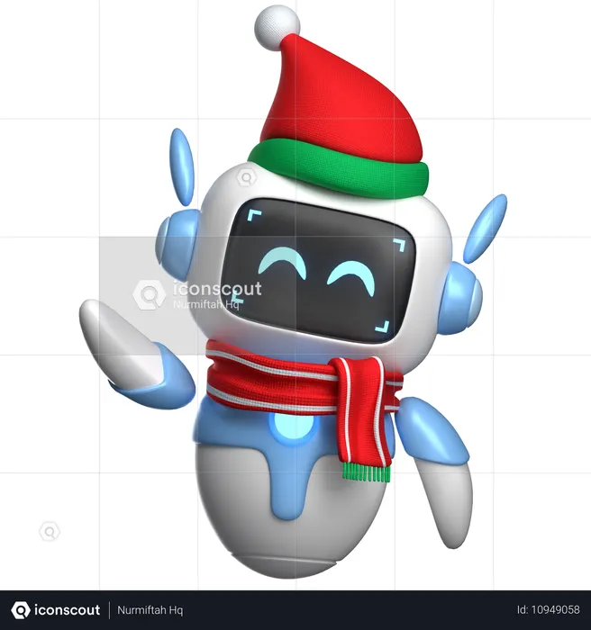 Robot Christmas Attire  3D Illustration