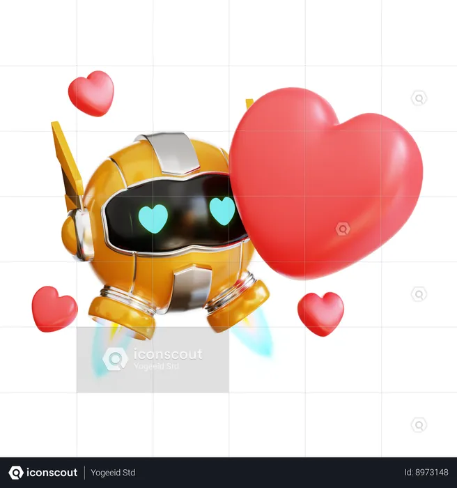 Robot con amor  3D Illustration