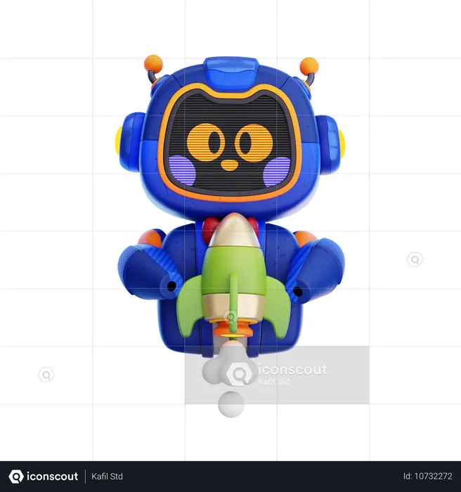 Robot con cohete  3D Icon