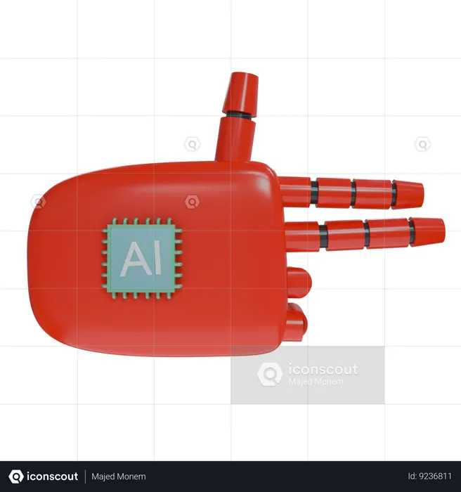 Mano robot disparando rojo  3D Icon