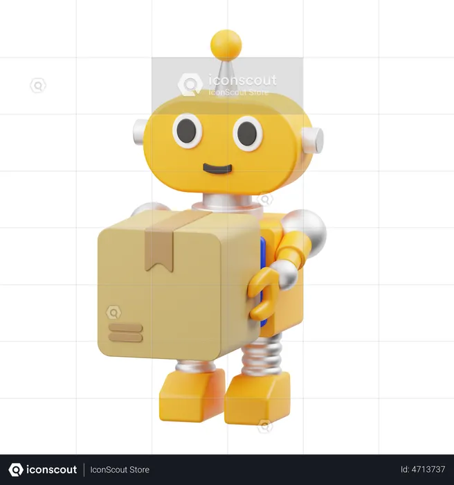Robot doing package Delivery  3D Icon